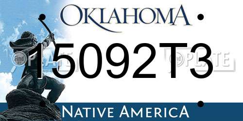 15092T3 Oklahoma License Plate