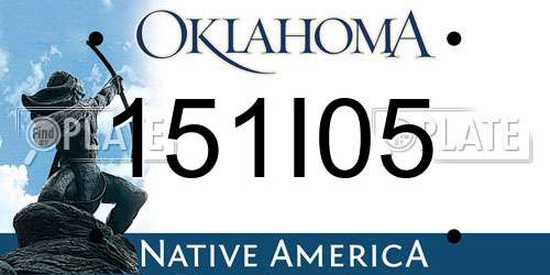 151I05 Oklahoma License Plate
