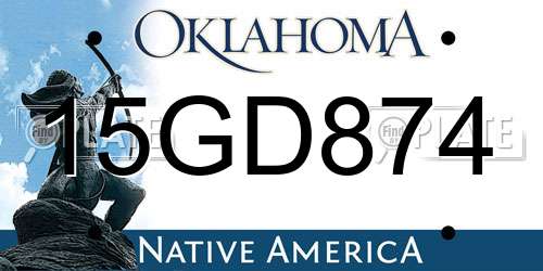15GD874 Oklahoma License Plate