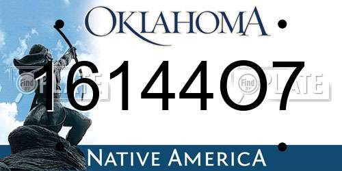 16144O7 Oklahoma License Plate