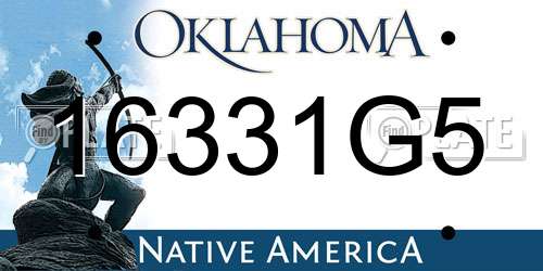 16331G5 Oklahoma License Plate