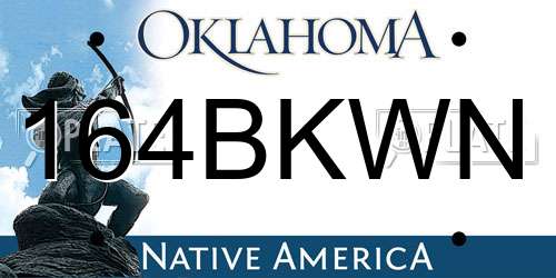 164BKWN Oklahoma License Plate
