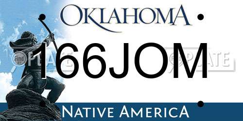 166JOM Oklahoma License Plate