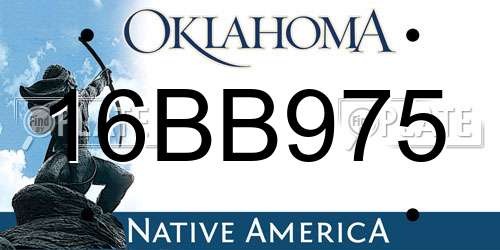 16BB975 Oklahoma License Plate