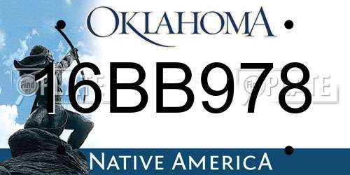 16BB978 Oklahoma License Plate