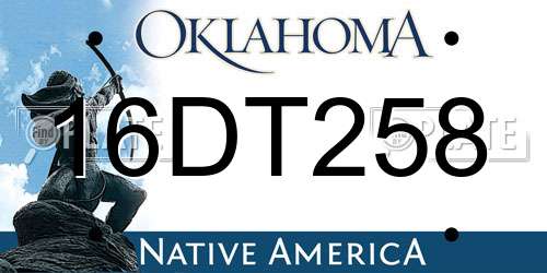 16DT258 Oklahoma License Plate
