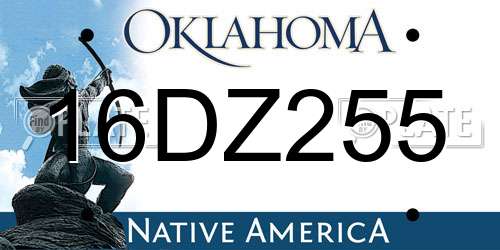 16DZ255 Oklahoma License Plate