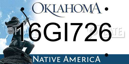 16GI726 Oklahoma License Plate