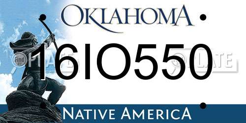 16IO550 Oklahoma License Plate