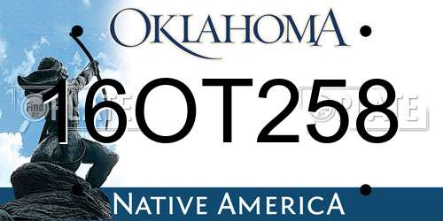 16OT258 Oklahoma License Plate