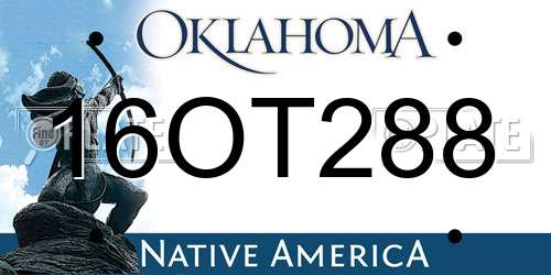 16OT288 Oklahoma License Plate