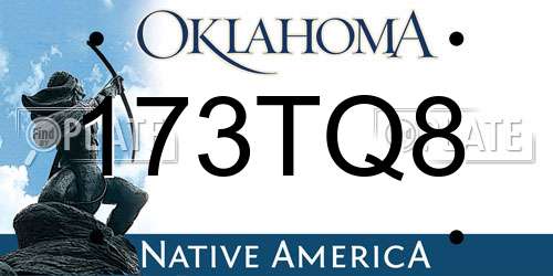 173TQ8 Oklahoma License Plate