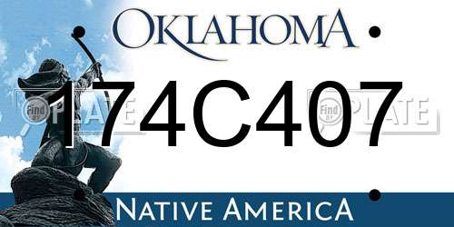 174C407 Oklahoma License Plate