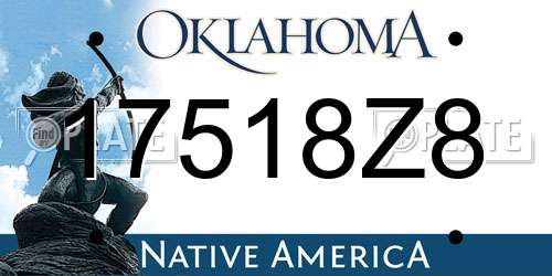 17518Z8 Oklahoma License Plate