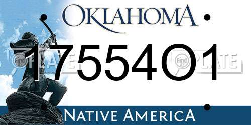 17554O1 Oklahoma License Plate