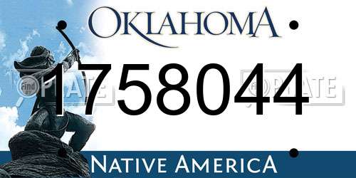 1758044 Oklahoma License Plate
