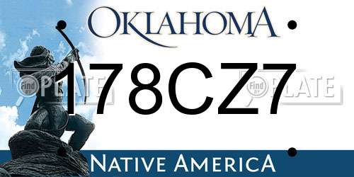 178CZ7 Oklahoma License Plate