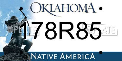 178R85 Oklahoma License Plate