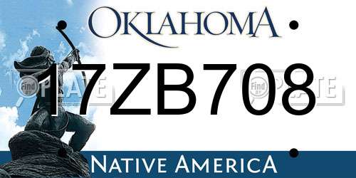 17ZB708 Oklahoma License Plate