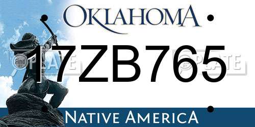 17ZB765 Oklahoma License Plate