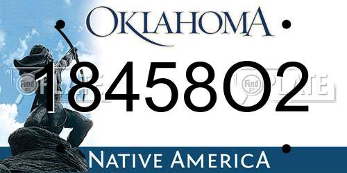 18458O2 Oklahoma License Plate