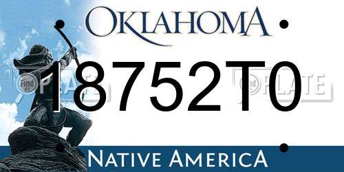 18752T0 Oklahoma License Plate
