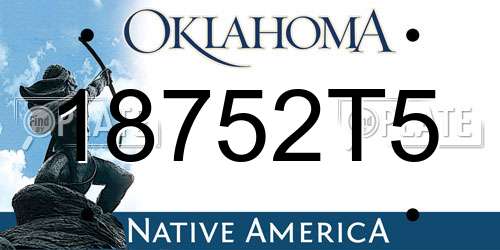 18752T5 Oklahoma License Plate