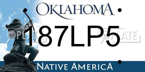 187LP5 Oklahoma License Plate
