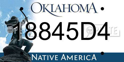 18845D4 Oklahoma License Plate