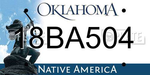 18BA504 Oklahoma License Plate