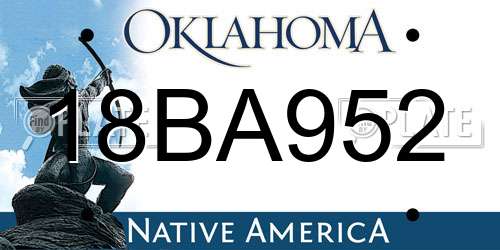 18BA952 Oklahoma License Plate