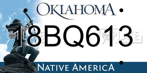 18BQ613 Oklahoma License Plate