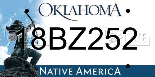 18BZ252 Oklahoma License Plate