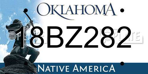18BZ282 Oklahoma License Plate