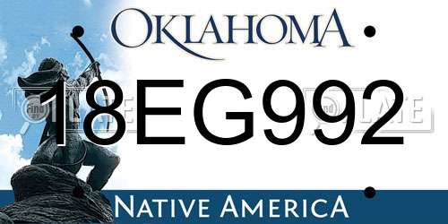 18EG992 Oklahoma License Plate