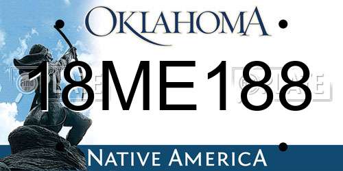 18ME188 Oklahoma License Plate