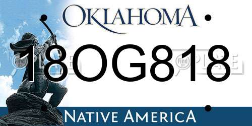 18OG818 Oklahoma License Plate