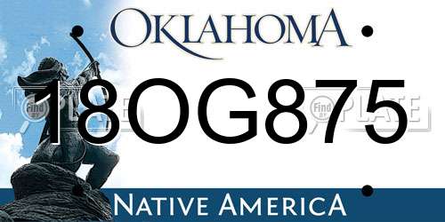 18OG875 Oklahoma License Plate