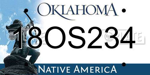 18OS234 Oklahoma License Plate