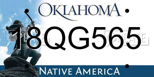 18QG565 Oklahoma License Plate