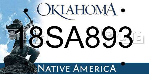 18SA893 Oklahoma License Plate