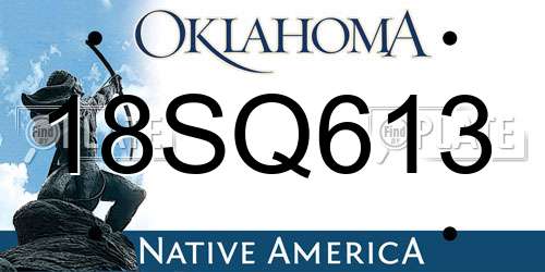 18SQ613 Oklahoma License Plate