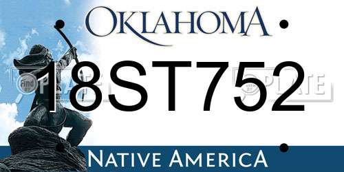 18ST752 Oklahoma License Plate