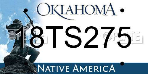 18TS275 Oklahoma License Plate