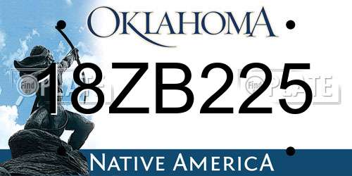 18ZB225 Oklahoma License Plate