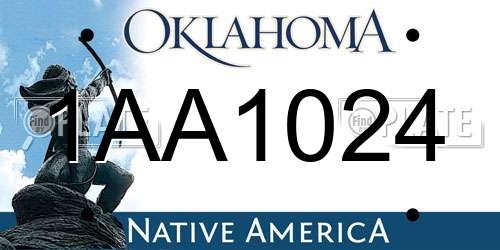 1AA1024 Oklahoma License Plate