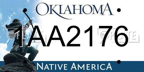 1AA2176 Oklahoma License Plate