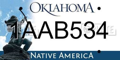 1AAB534 Oklahoma License Plate