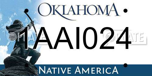 1AAI024 Oklahoma License Plate
