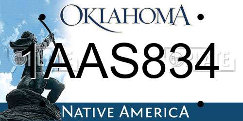 1AAS834 Oklahoma License Plate